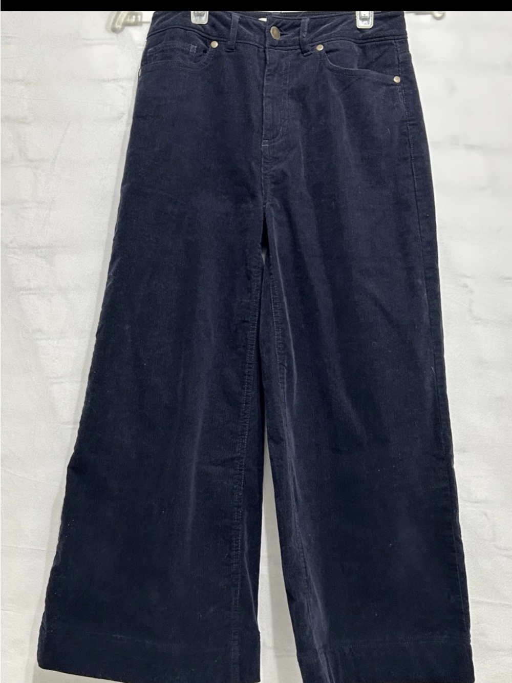 Ann Mashburn Blue Velvet Wide-Leg Cropped 5-Pocket Jean Size 24